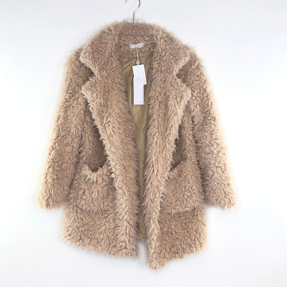 NWT SAGE Penny Lane Shaggy Fur Jacket #AL17 - Picture 2 of 8